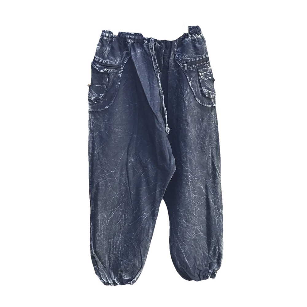 Kathmandu Imports XL Black Acid Wash Cargo Parachute Pants Baggy